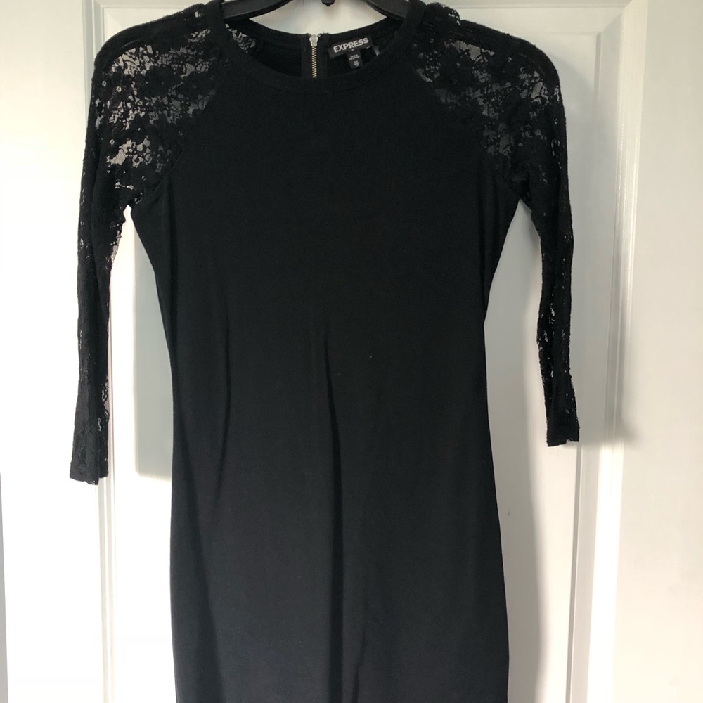 Black Express bodycon dress with lace